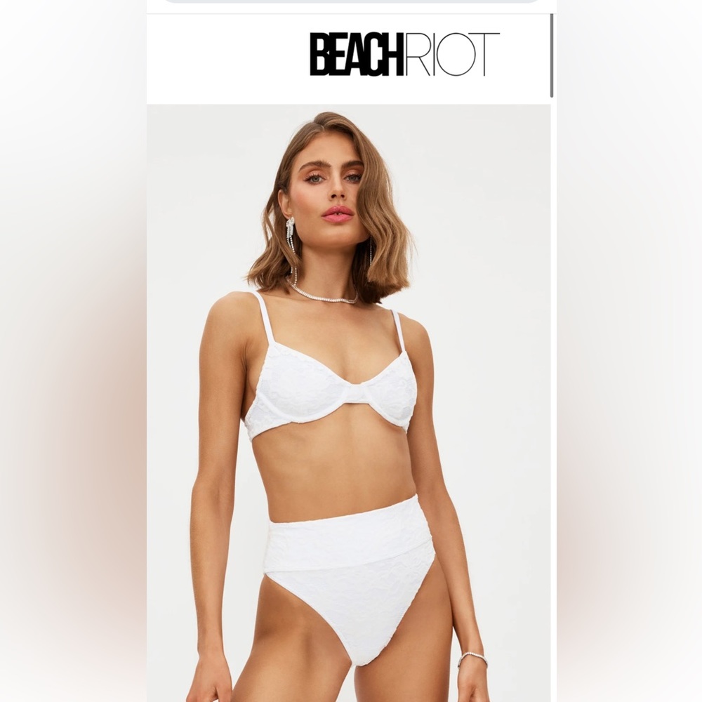 Beach riot white lace swimsuit set NWT